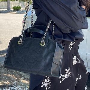 Authentic Chanel Deauville Bowling Caviar Bag